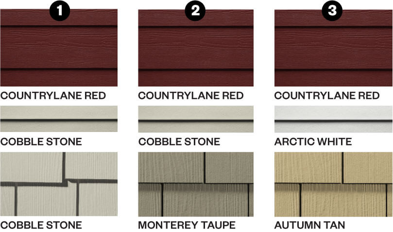 Countrylane Red Siding Combinations Hardie board siding repair and installation contractors company