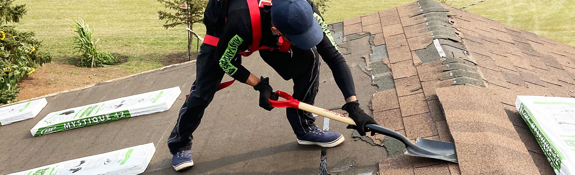 Contractor roofer installing a new roof