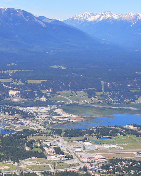 Aerial view of roofs in Invermere British Columbia
