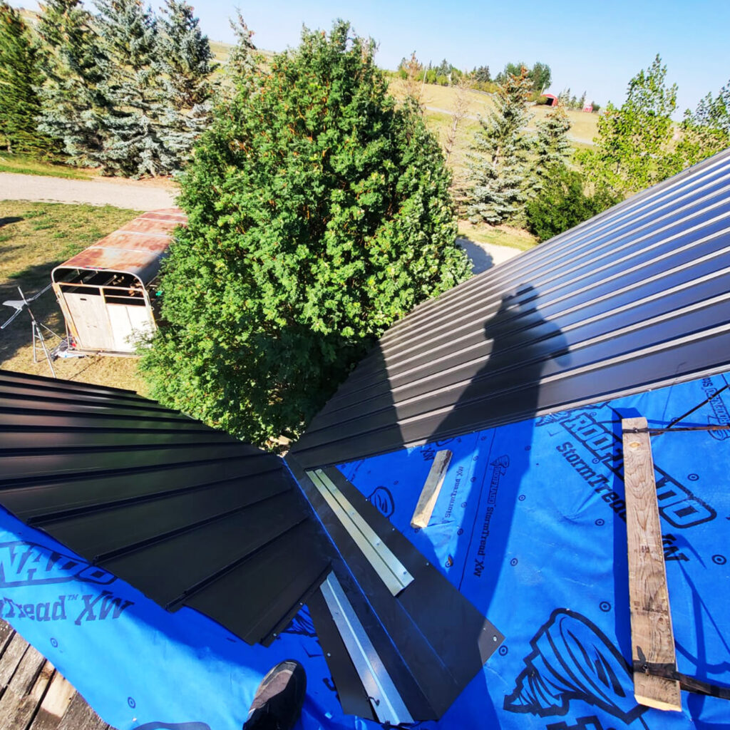 Cedar shake to metal roof transformation in Calgary Alberta