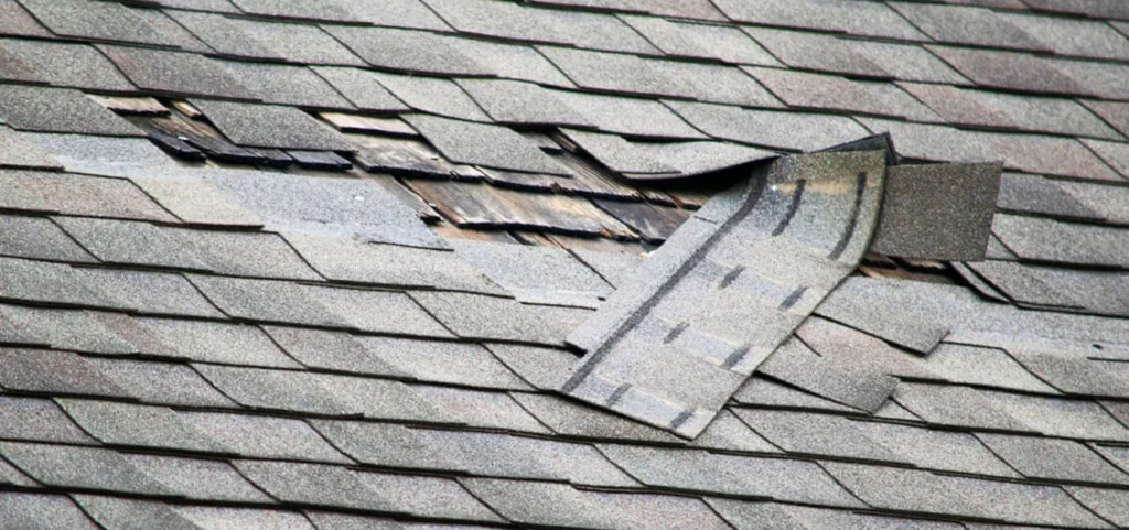 Roof with shingles falling off