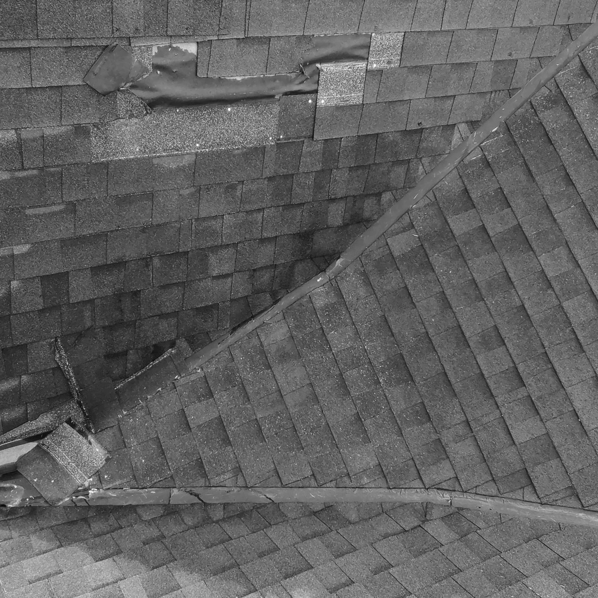 Roof condition before replacement — aged asphalt shingles on luxury home in Upper Mount Royal Calgary