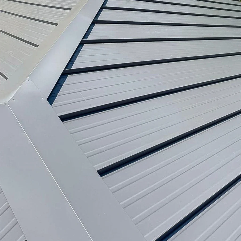 Standing seam metal roof installation example for luxury homes in Lower Mount Royal Calgary