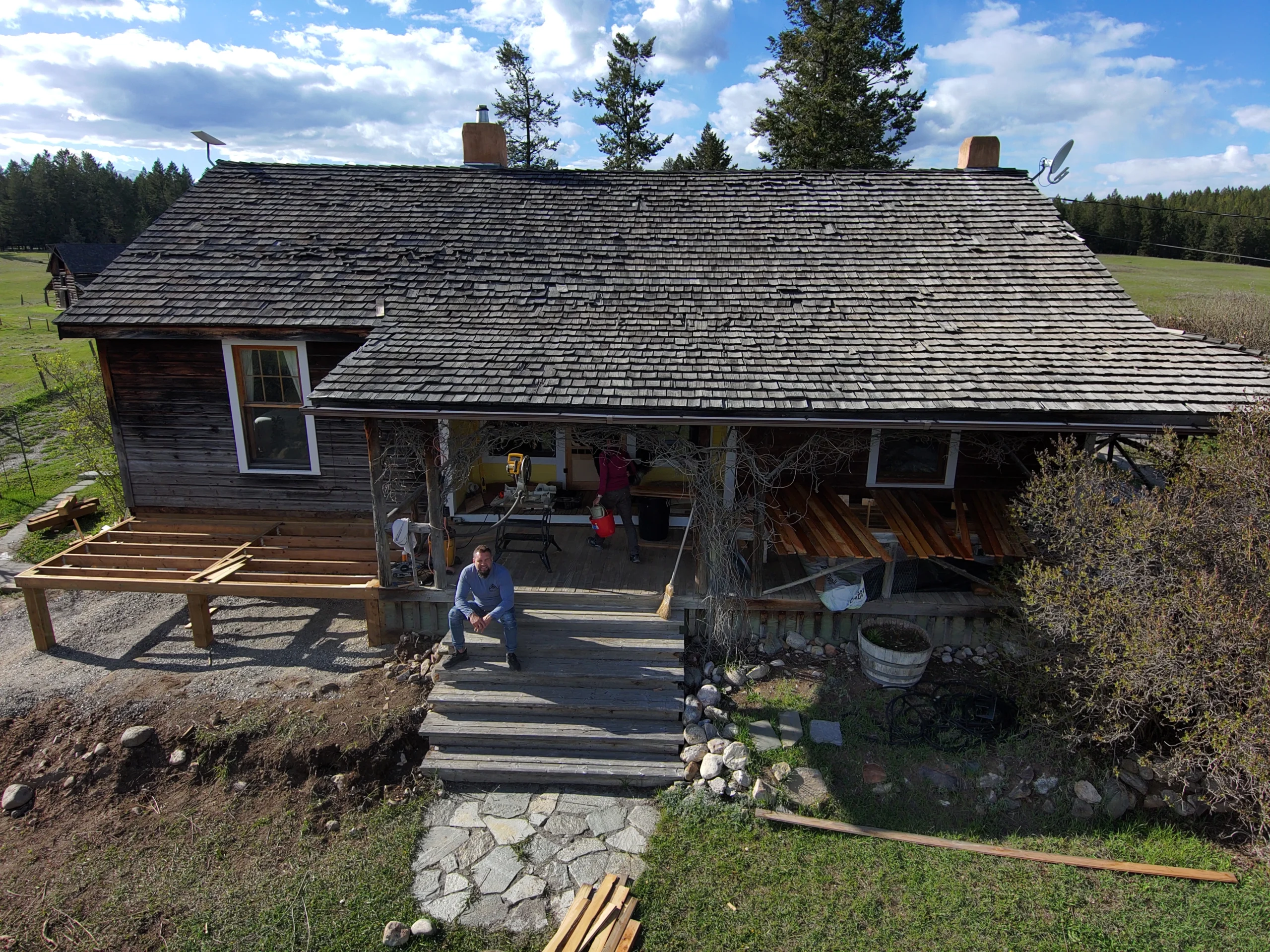 wood shake roof before metal roof replacement