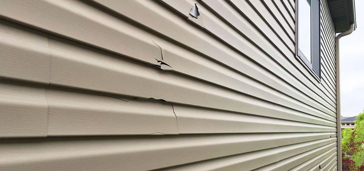 Close-up of beige vinyl siding