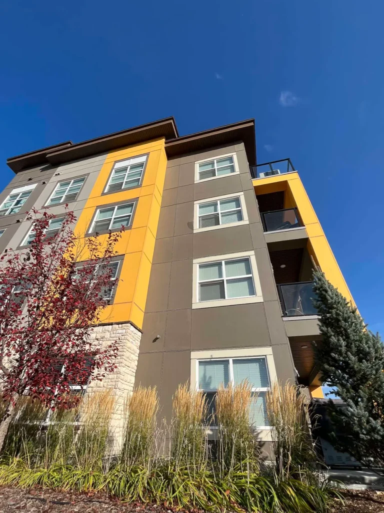 Multi-storey condo building in Calgary where Bears Valley did soffit work