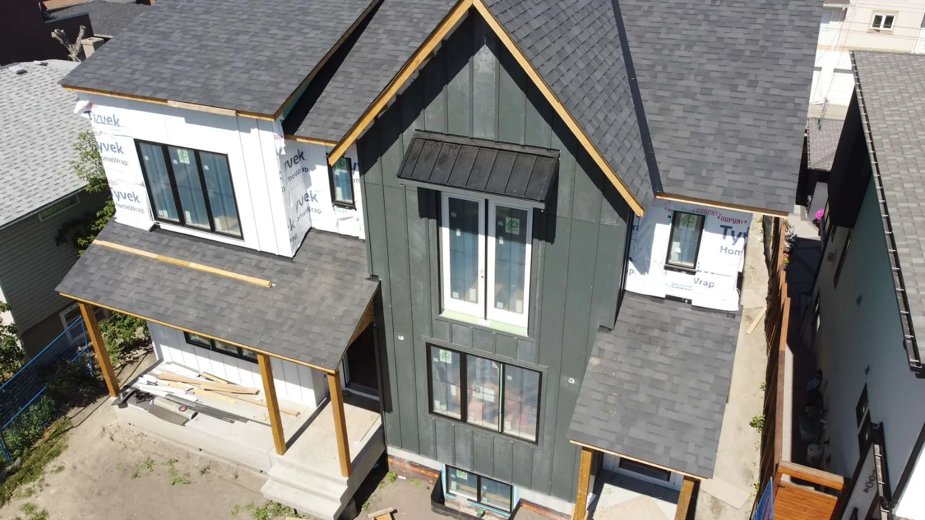 New shingle roof with valleys around a gable dormer on an infill in the Marda Loop and Altadore area of Calgary