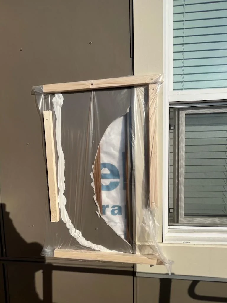 Sealed siding on the condo building, Calgary, AB