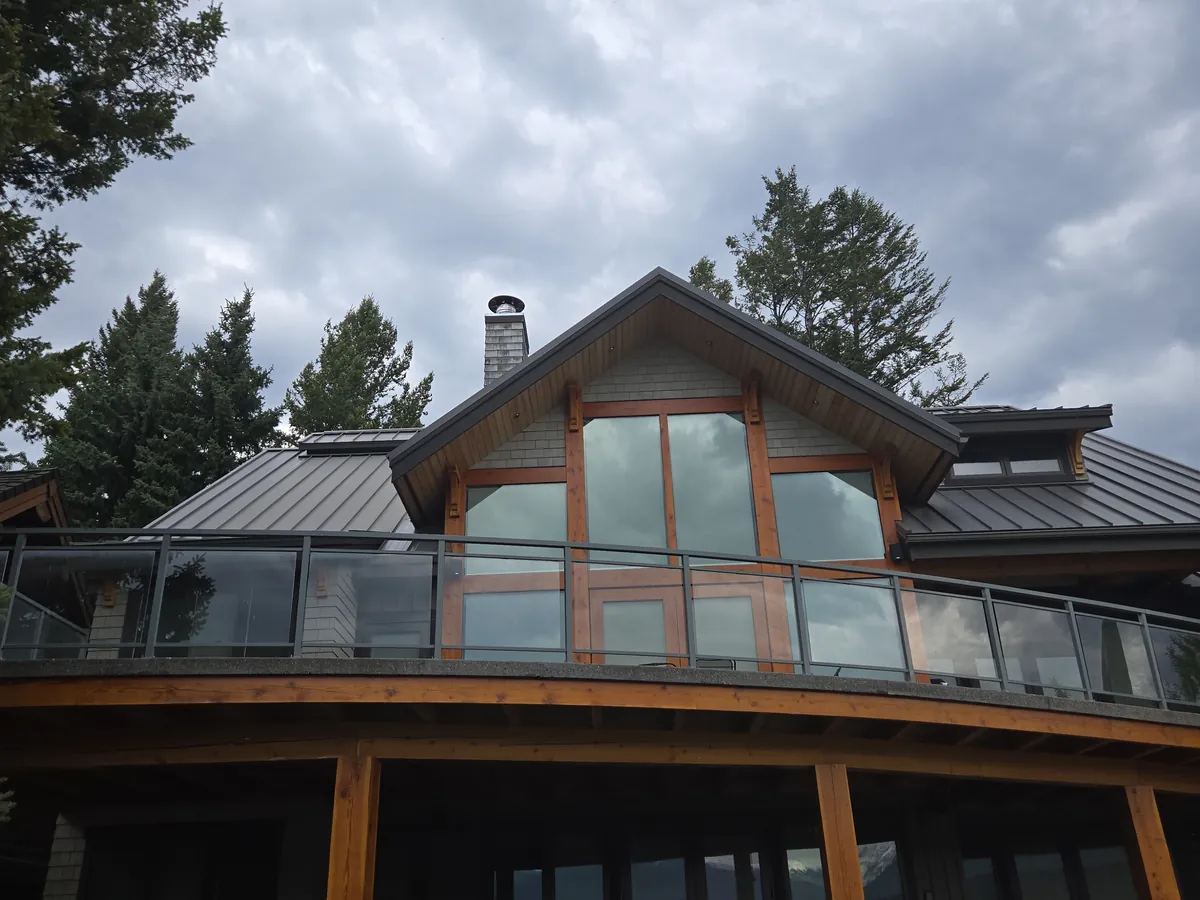 Standing-seam metal roof and deck on a Columbia Valley home