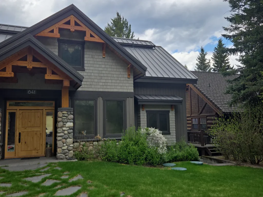 Standing-seam metal roof on a Columbia Valley mountain home