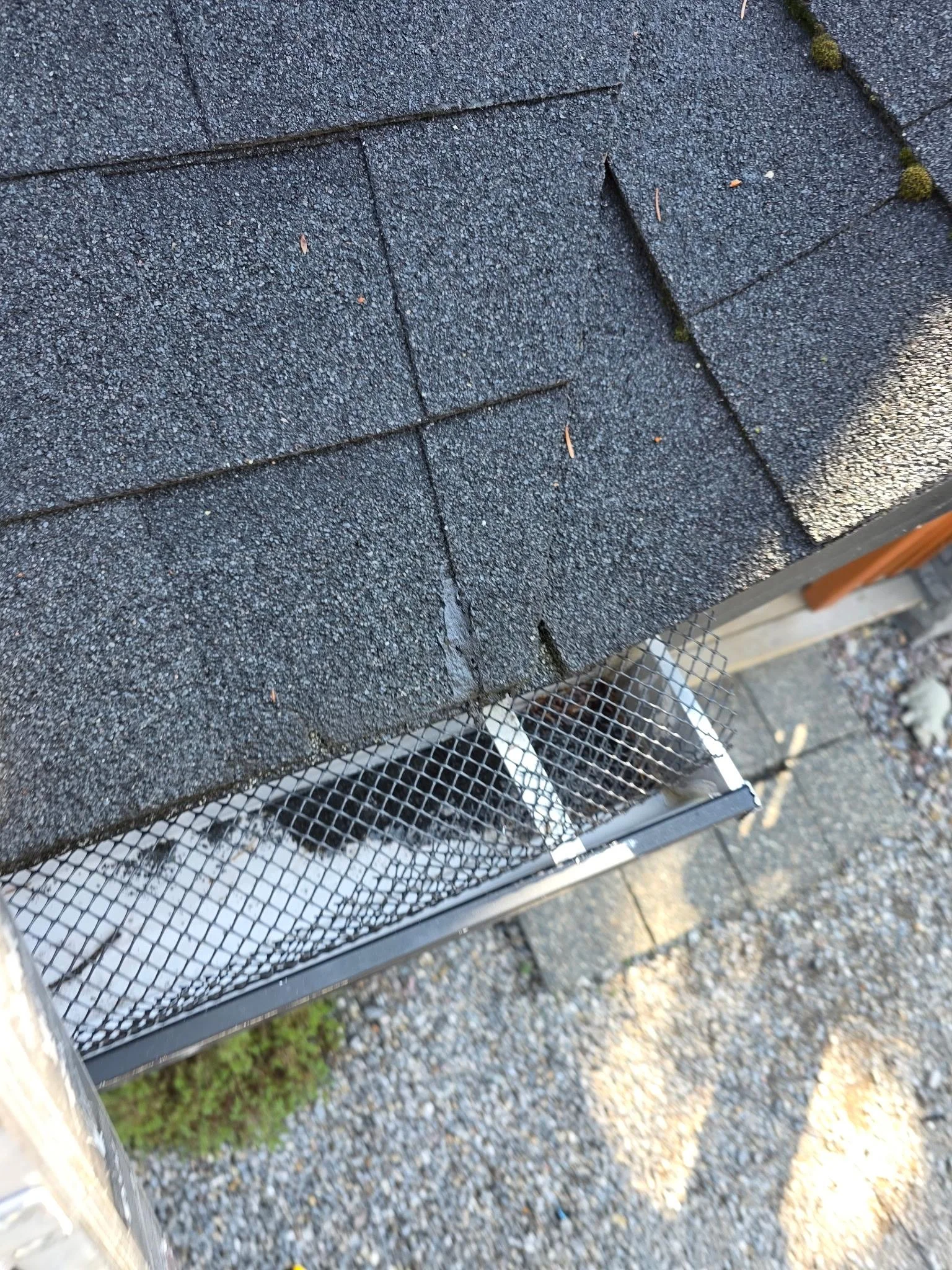 A flashing detail on the aging roof, Edgewater, BC