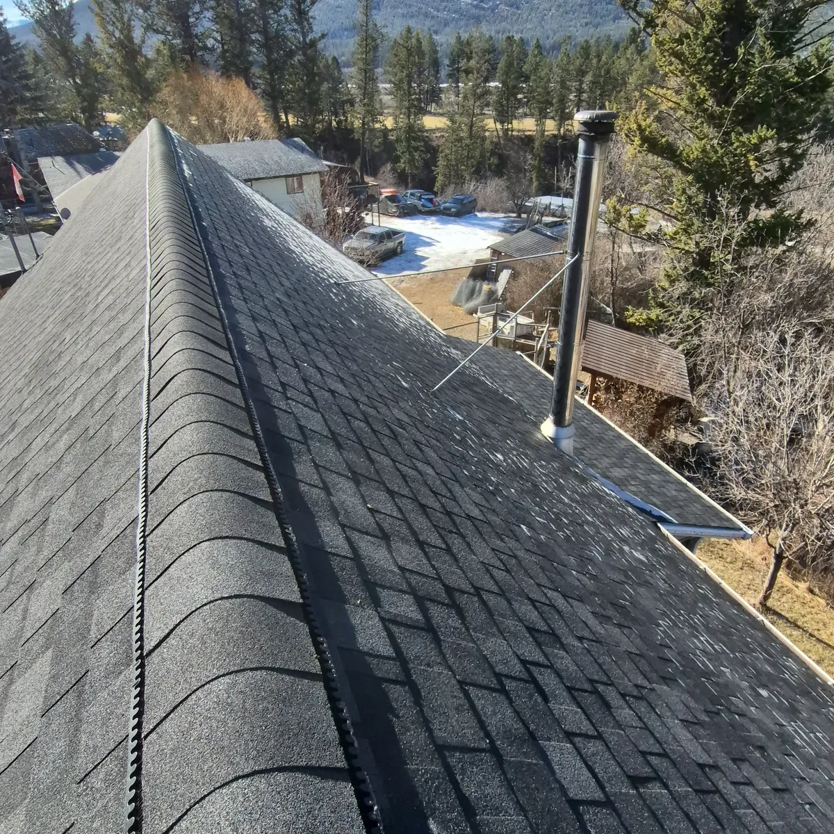 Close-up of a new ridge on an Edgewater roof