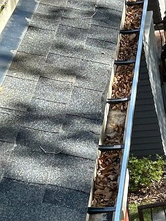 Eavestrough packed with debris, Elbow Park, Calgary, AB
