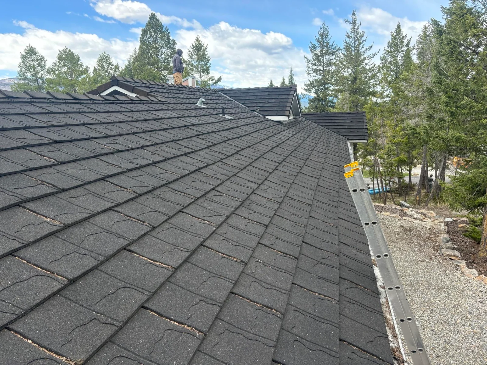 A recycled rubber shingle roof inspected in Fairmont Hot Springs, BC