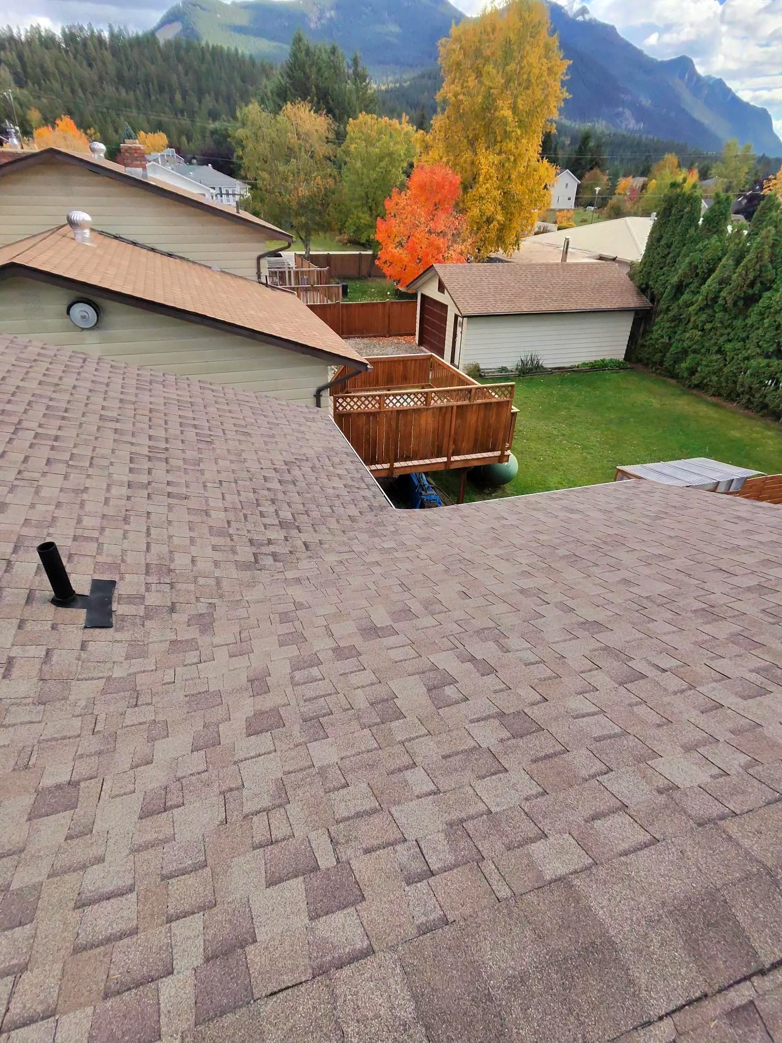 Roof vents and shingles during the inspection, Golden, BC