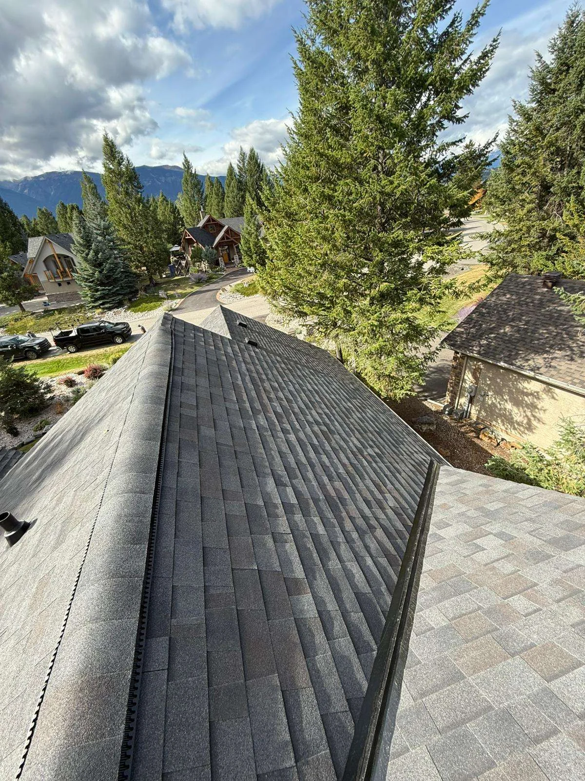A finished valley on the new roof, Invermere, BC