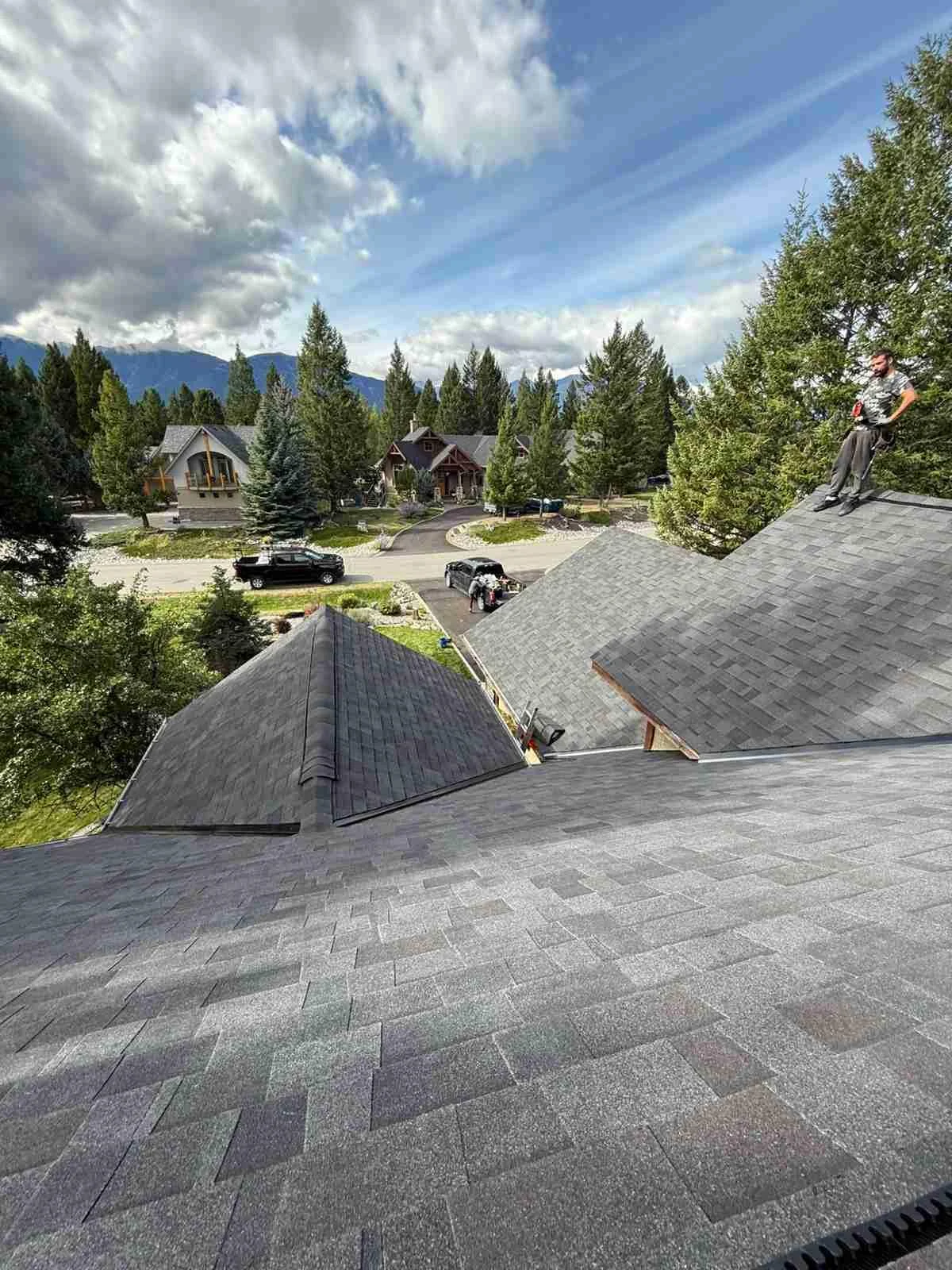 The finished roof looking down the ridge, Invermere, BC