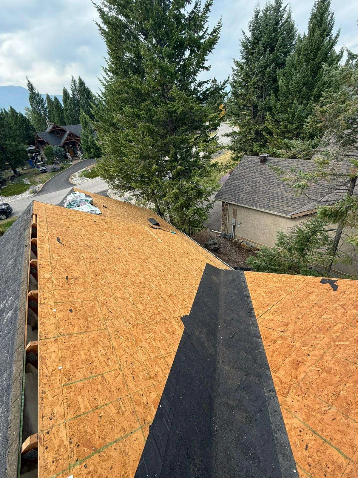New decking going on before the underlayment, Invermere, BC