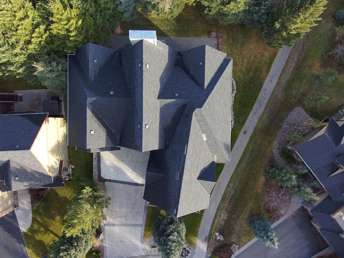 Aerial view of the old roof before replacement, Invermere, BC