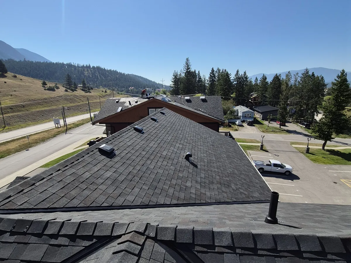 New shingles on a Radium Hot Springs townhome strata roof