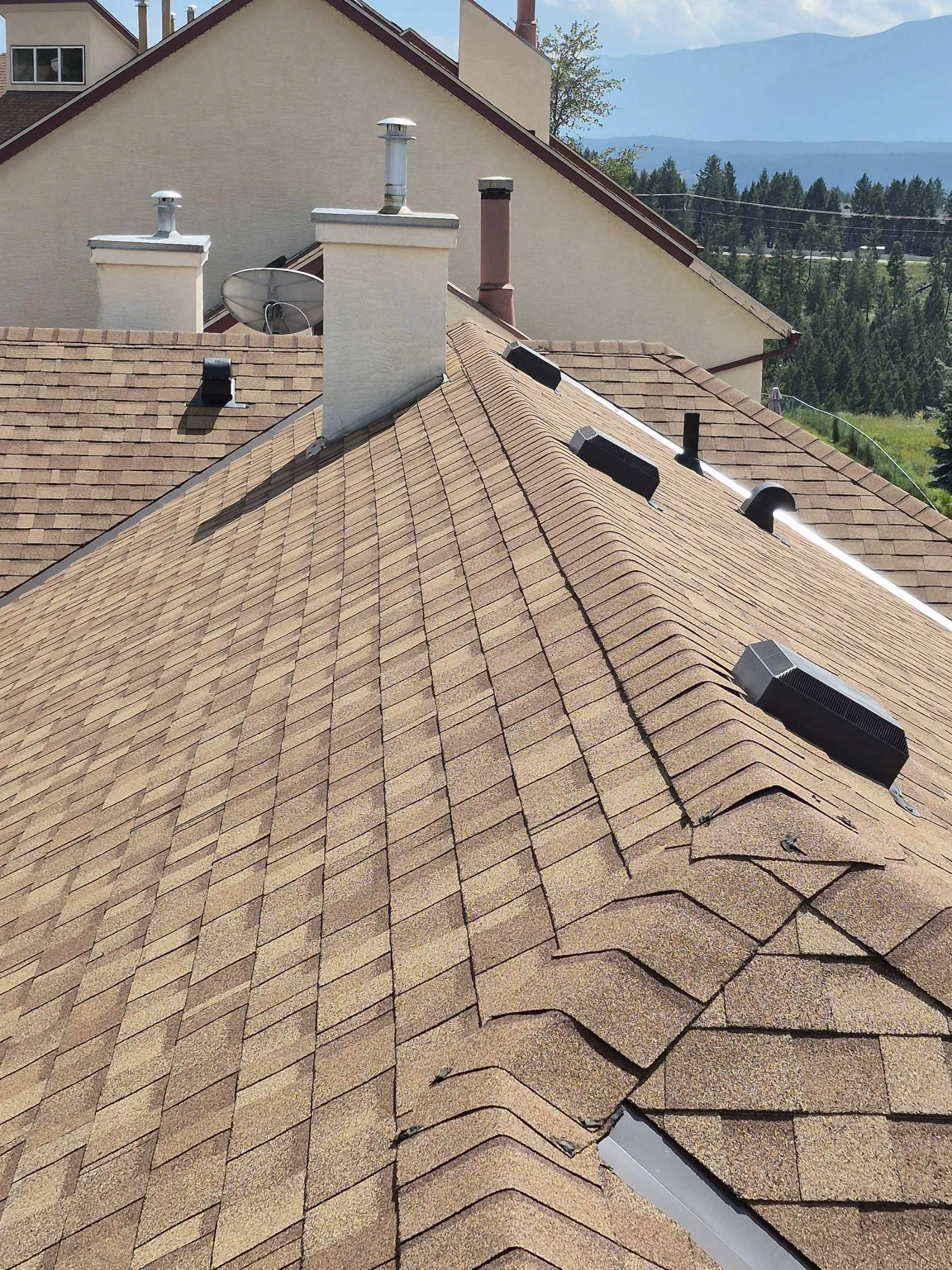 Finished roof with new vents and flashings, Radium Hot Springs, BC