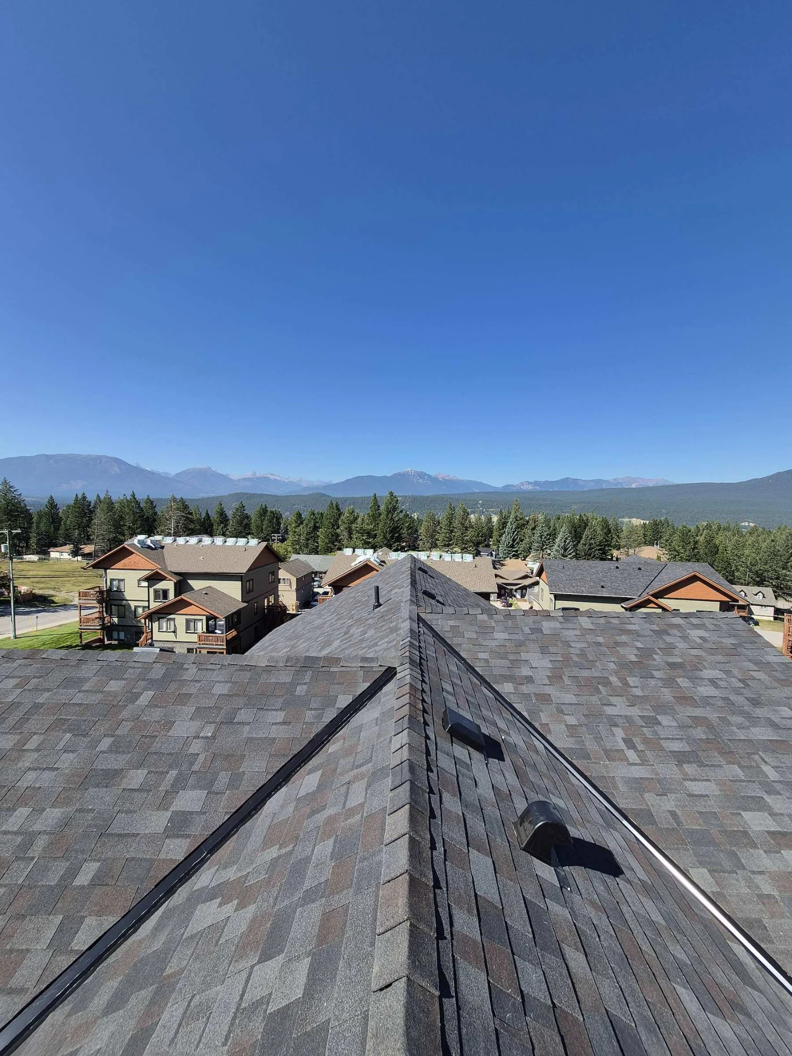 A finished roof section looking out over the valley, Radium Hot Springs, BC