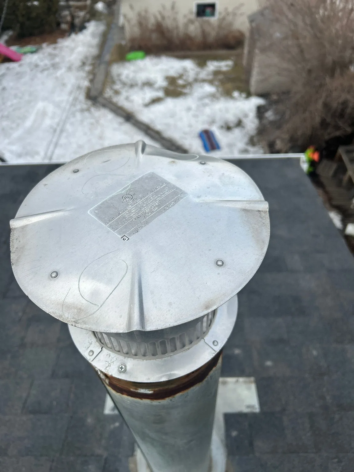 A roof vent cap checked during an assessment, Calgary