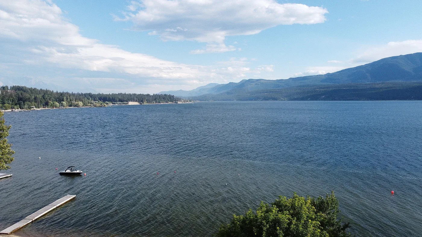 Lake Windermere seen from a roof in Windermere, BC
